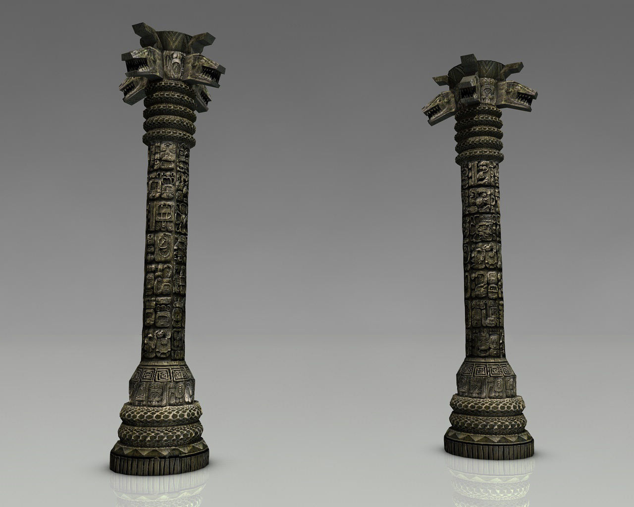 Detailed Aztec Column with snakes Low-poly 3D model_5
