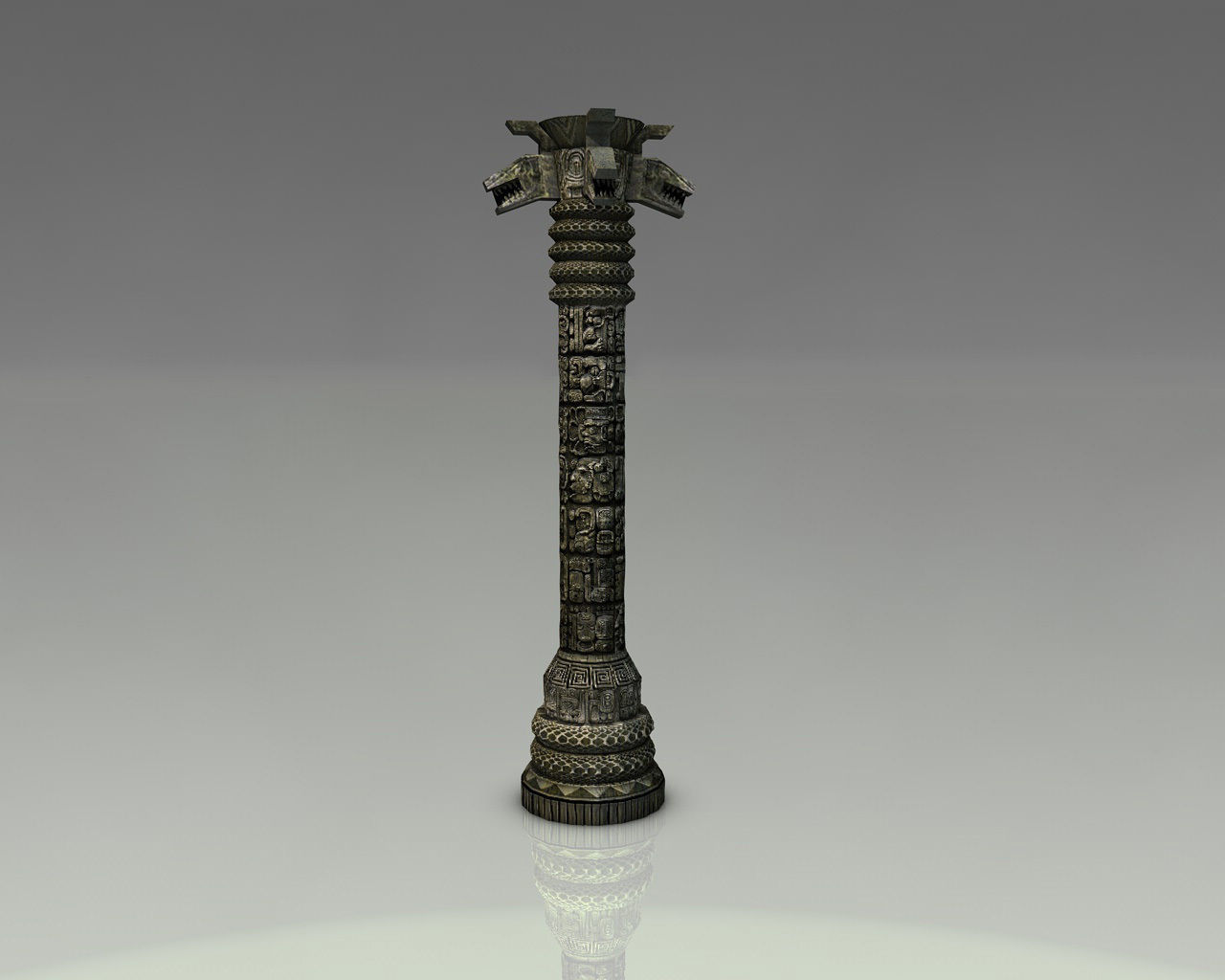 Detailed Aztec Column with snakes Low-poly 3D model_4