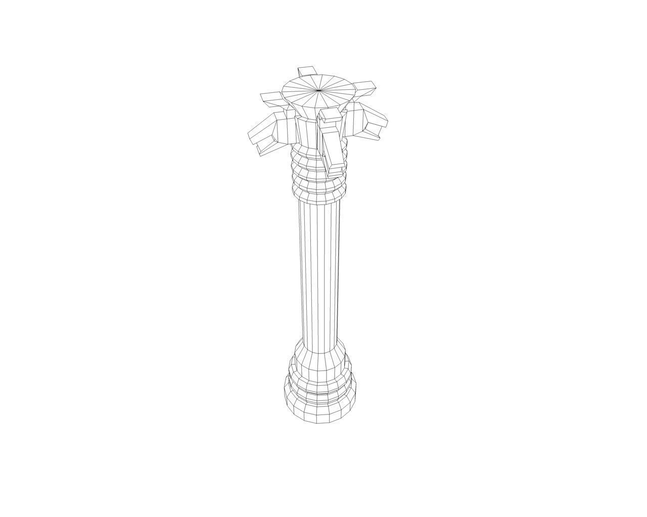 Detailed Aztec Column with snakes Low-poly 3D model_10