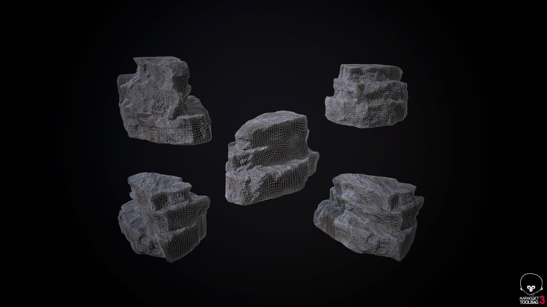 Modular Rock Low-poly 3D model_4