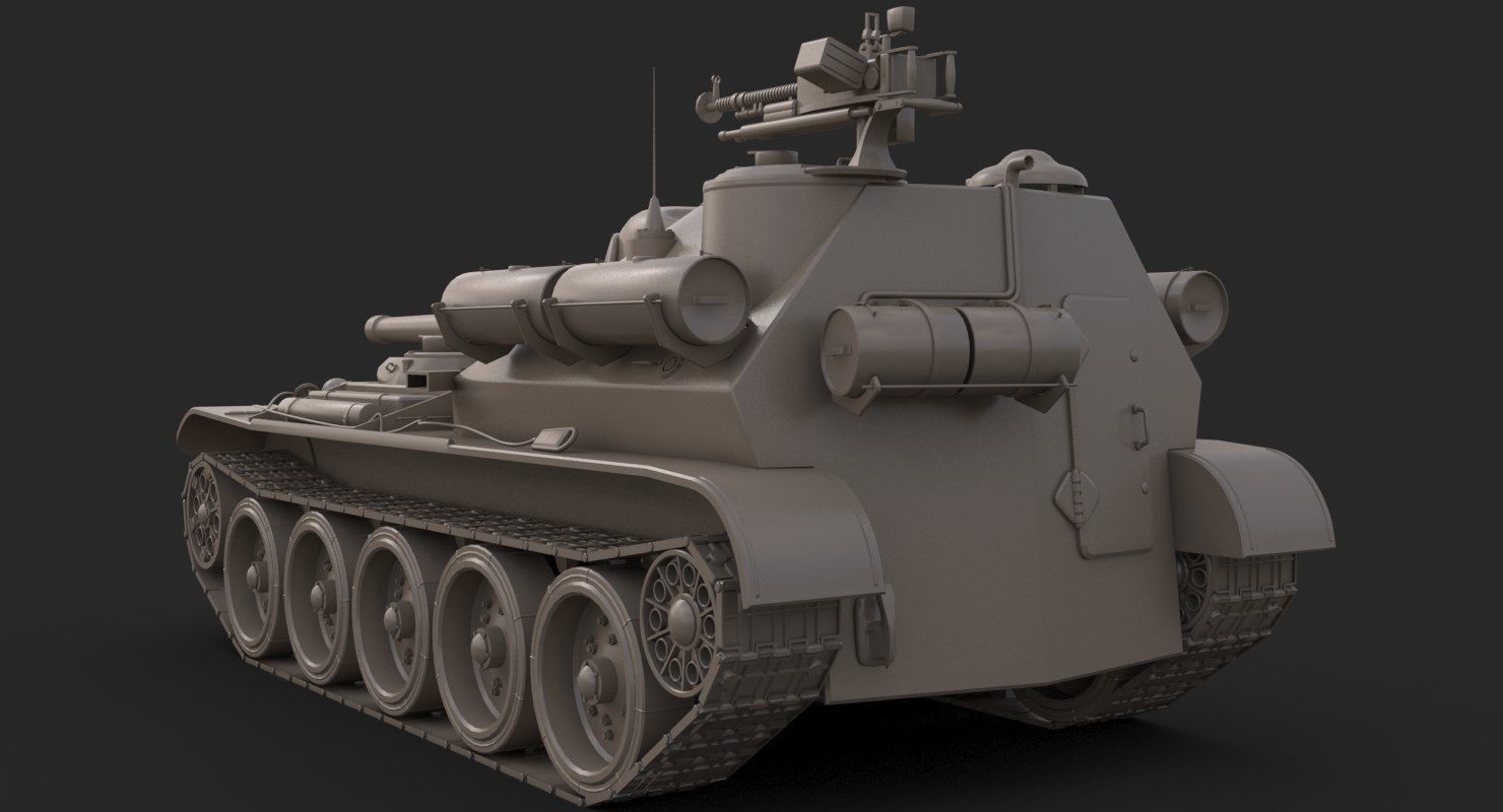 Tank Uralmash SU 101 Clay Mental Ray 3D model_9