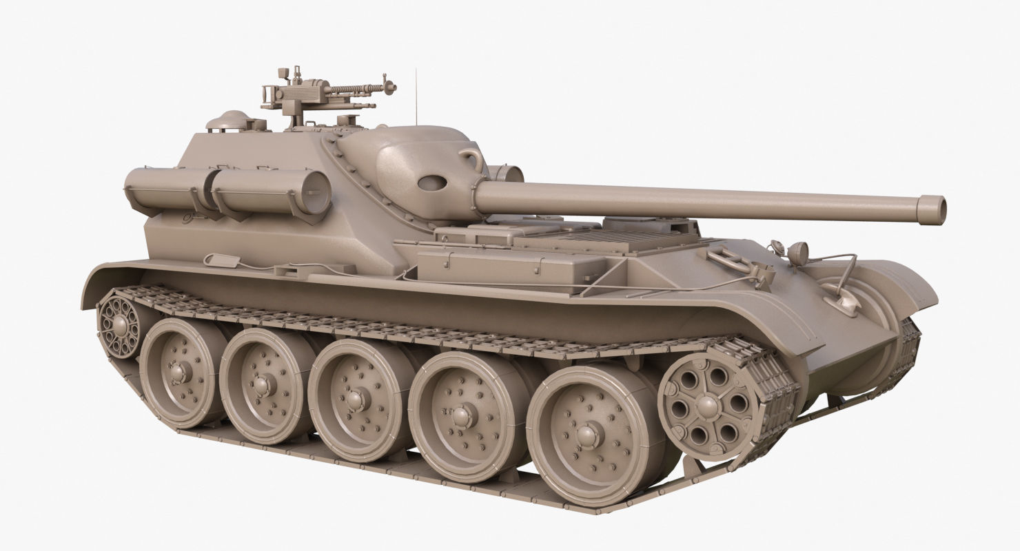 Tank Uralmash SU 101 Clay Mental Ray 3D model_36