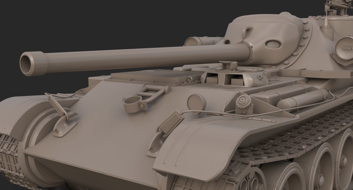 Tank Uralmash SU 101 Clay Mental Ray 3D model_17