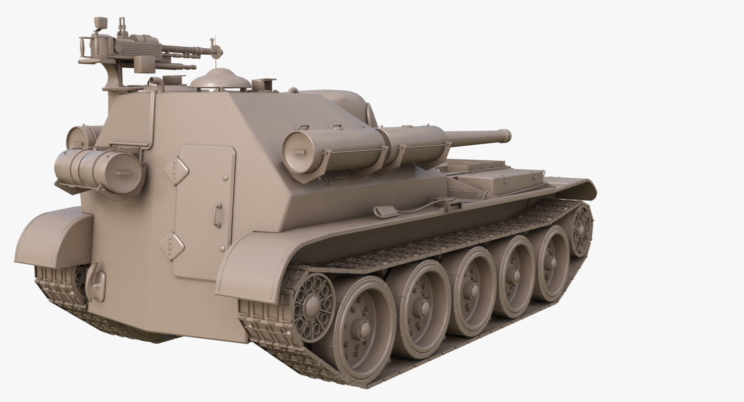 Tank Uralmash SU 101 Clay Mental Ray 3D model_45