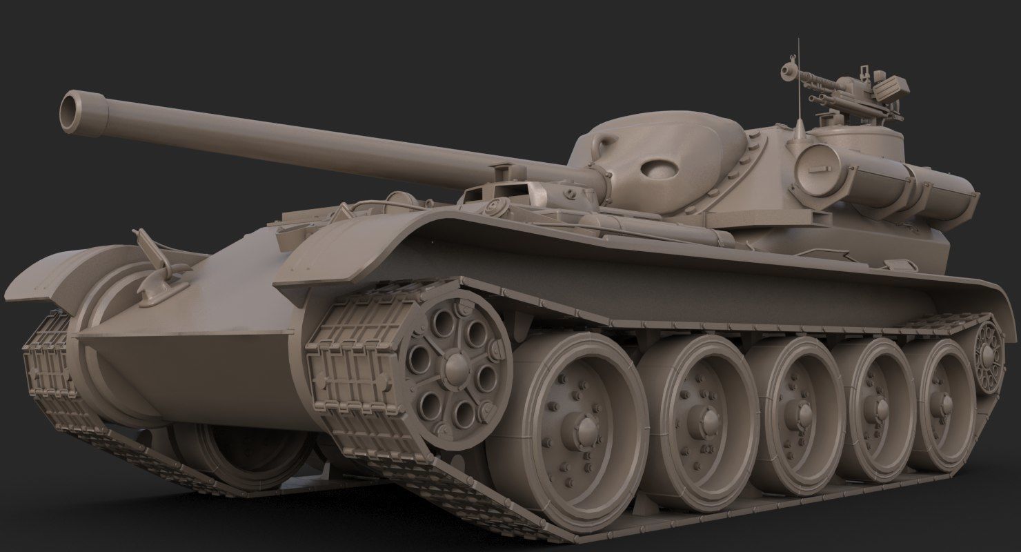Tank Uralmash SU 101 Clay Mental Ray 3D model_21
