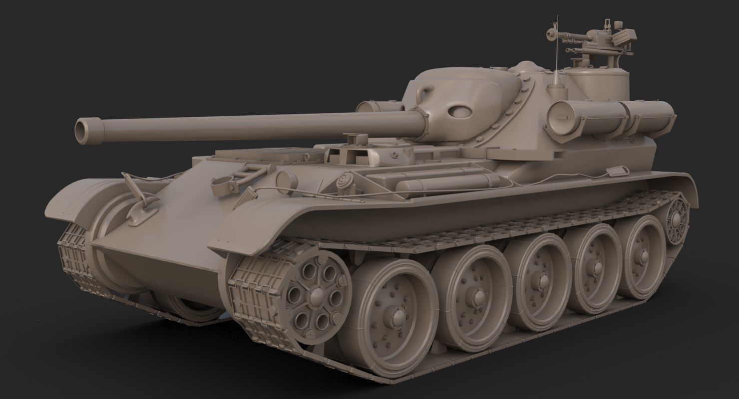 Tank Uralmash SU 101 Clay Mental Ray 3D model_3