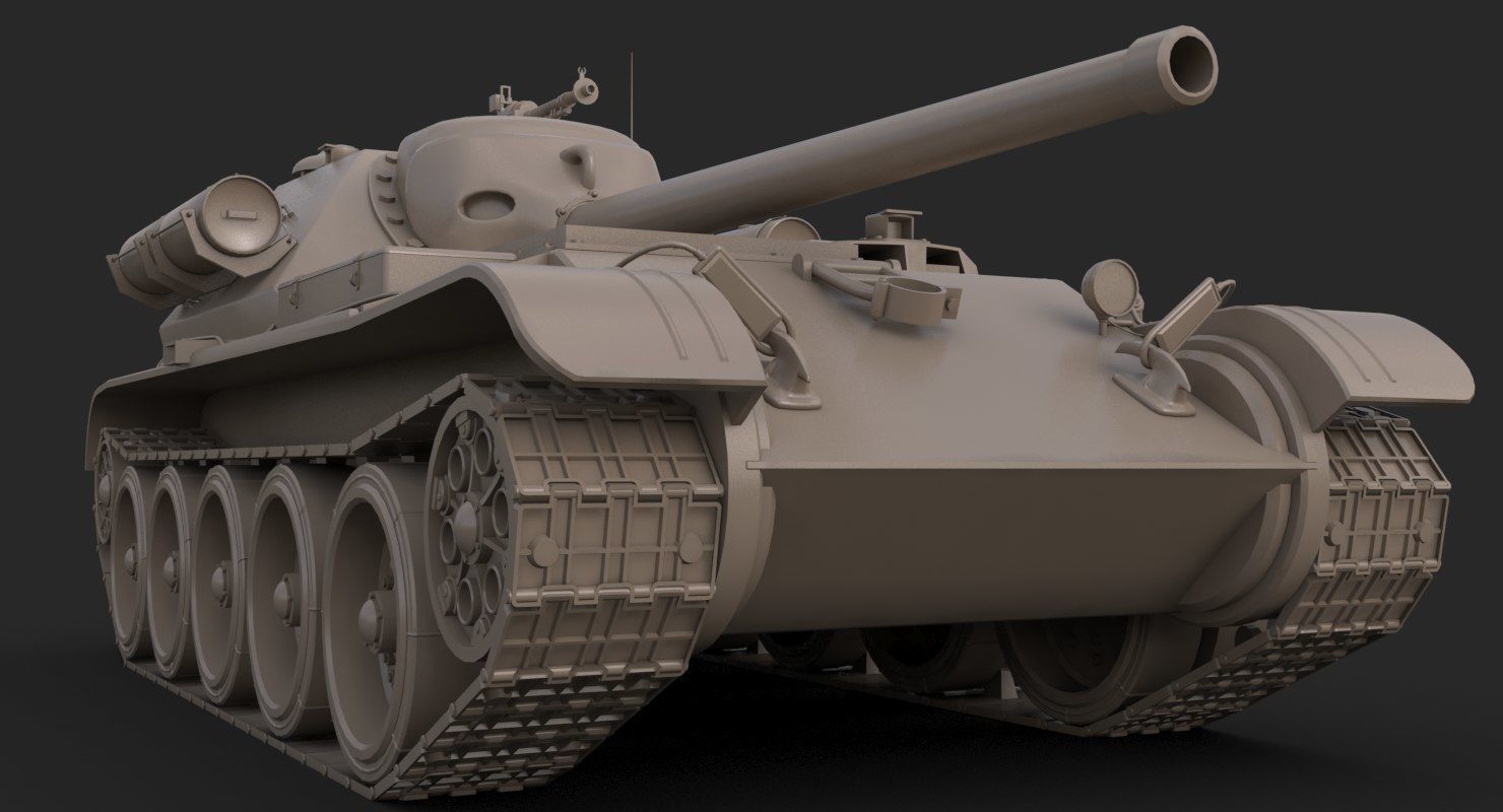 Tank Uralmash SU 101 Clay Mental Ray 3D model_15
