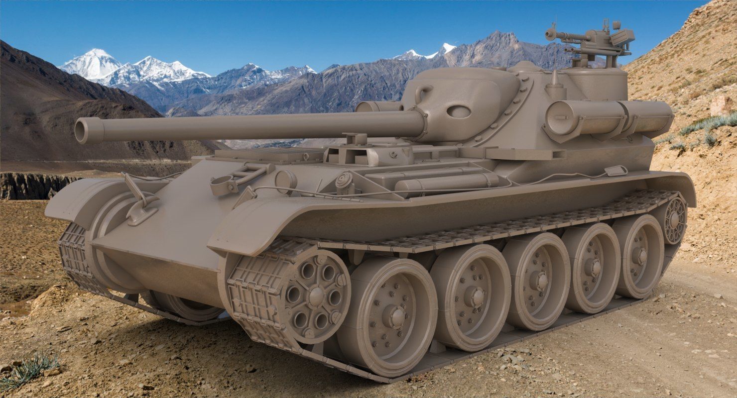 Tank Uralmash SU 101 Clay Mental Ray 3D model_2