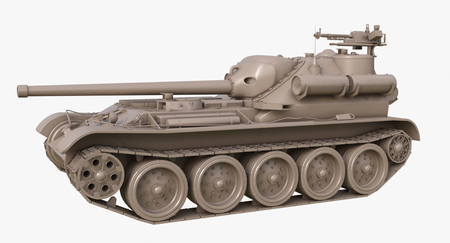 Tank Uralmash SU 101 Clay Mental Ray 3D model_60