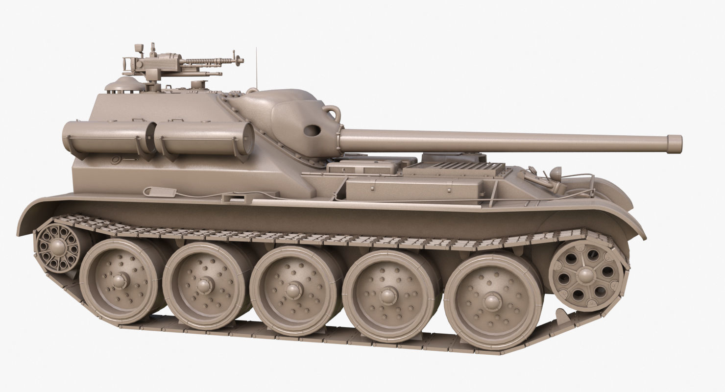Tank Uralmash SU 101 Clay Mental Ray 3D model_38