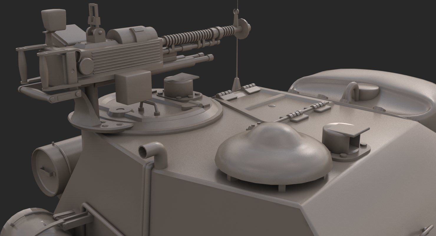 Tank Uralmash SU 101 Clay Mental Ray 3D model_20