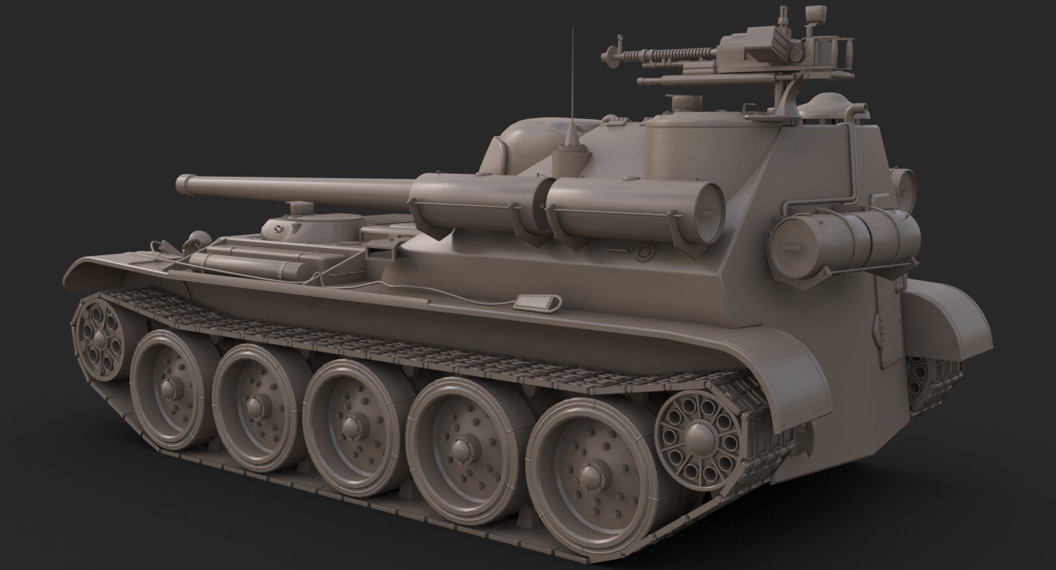 Tank Uralmash SU 101 Clay Mental Ray 3D model_6