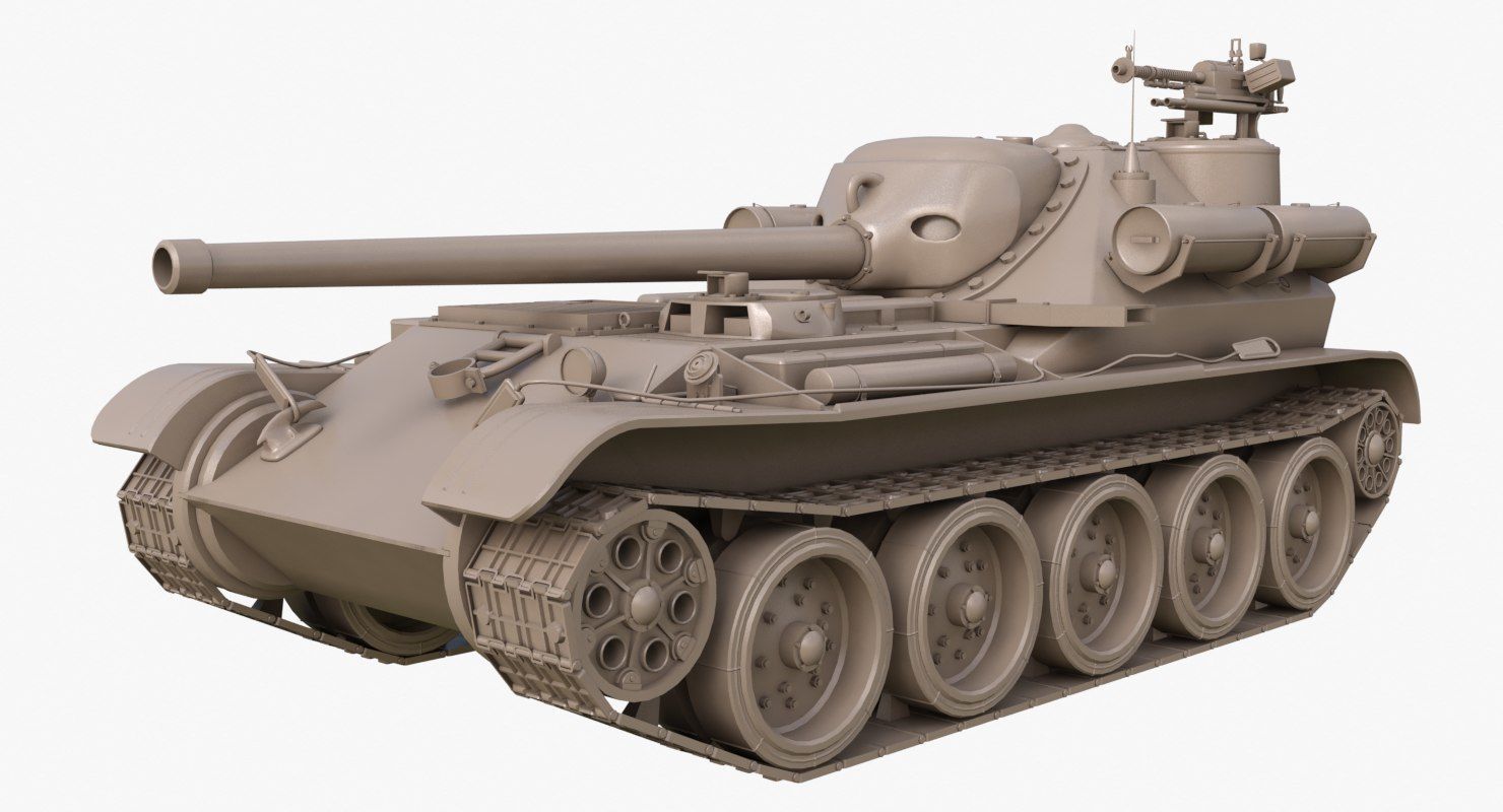 Tank Uralmash SU 101 Clay Mental Ray 3D model_1