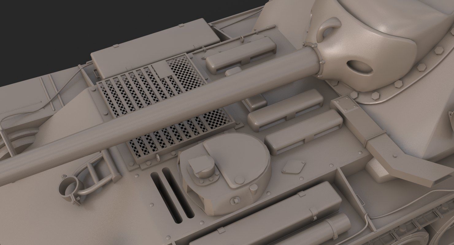 Tank Uralmash SU 101 Clay Mental Ray 3D model_18