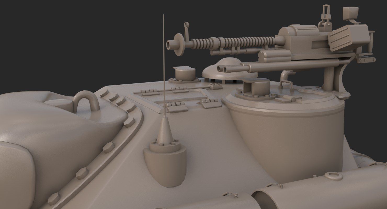 Tank Uralmash SU 101 Clay Mental Ray 3D model_19