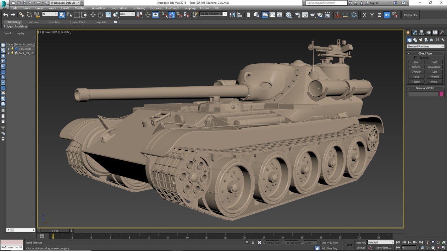 Tank Uralmash SU 101 Clay Mental Ray 3D model_23