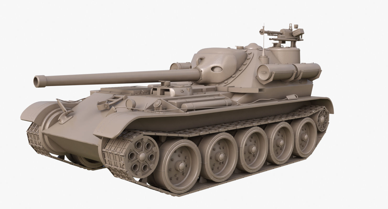 Tank Uralmash SU 101 Clay Mental Ray 3D model_26