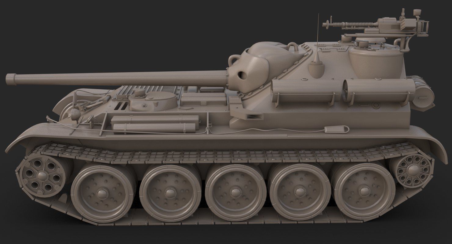 Tank Uralmash SU 101 Clay Mental Ray 3D model_5