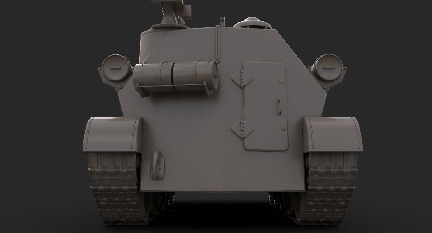 Tank Uralmash SU 101 Clay Mental Ray 3D model_10