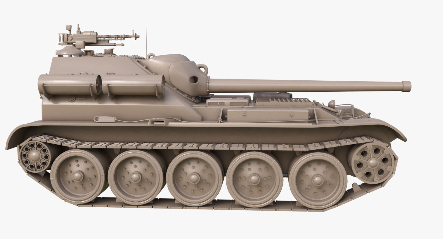 Tank Uralmash SU 101 Clay Mental Ray 3D model_39