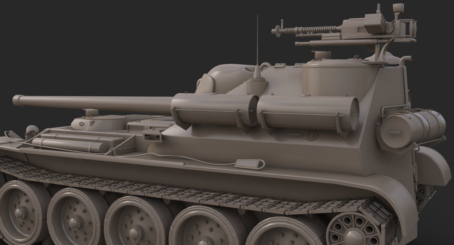 Tank Uralmash SU 101 Clay Mental Ray 3D model_8