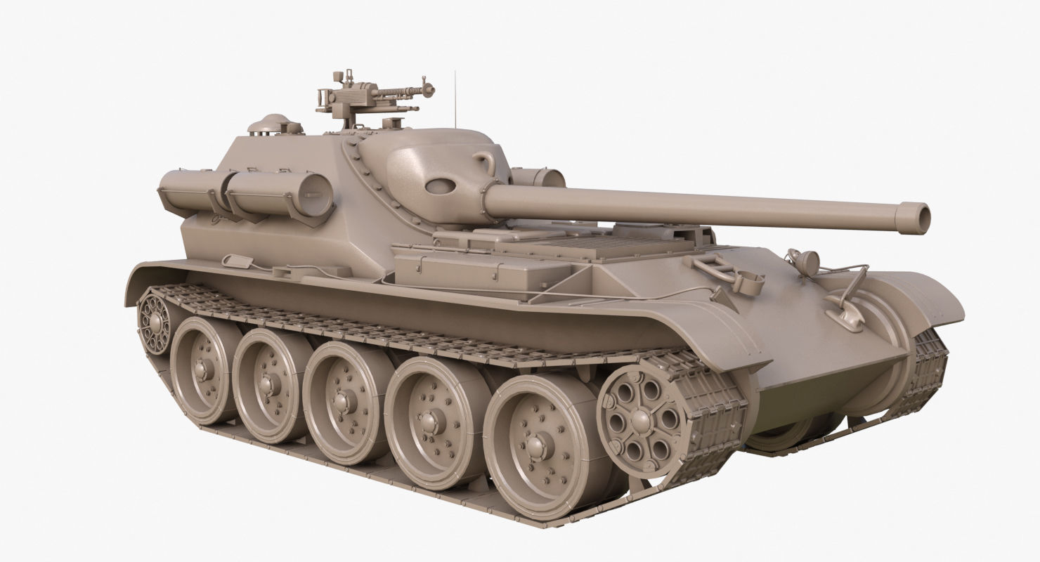 Tank Uralmash SU 101 Clay Mental Ray 3D model_35