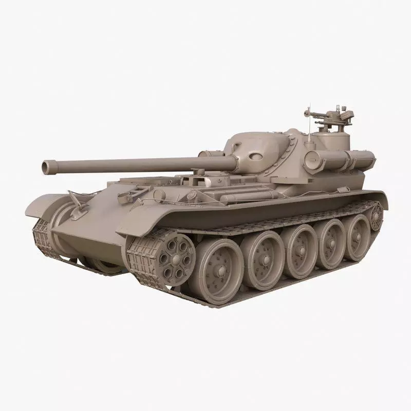 Tank Uralmash SU 101 Clay Mental Ray 3D model_0