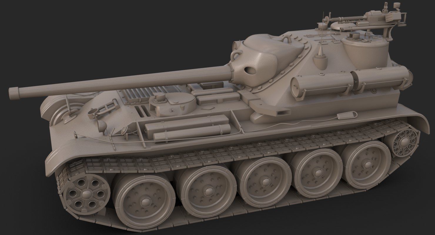 Tank Uralmash SU 101 Clay Mental Ray 3D model_4