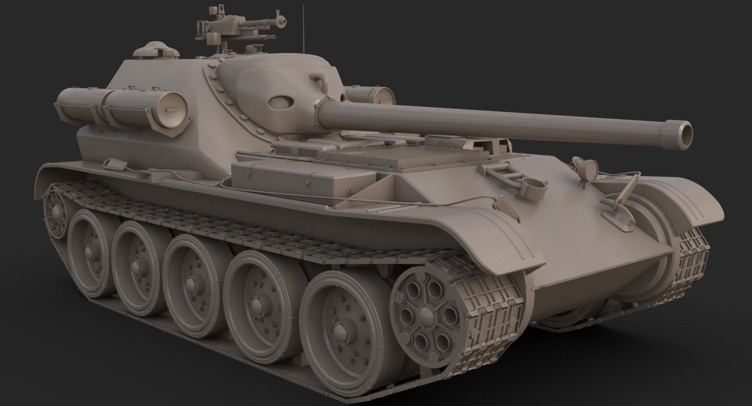 Tank Uralmash SU 101 Clay Mental Ray 3D model_14