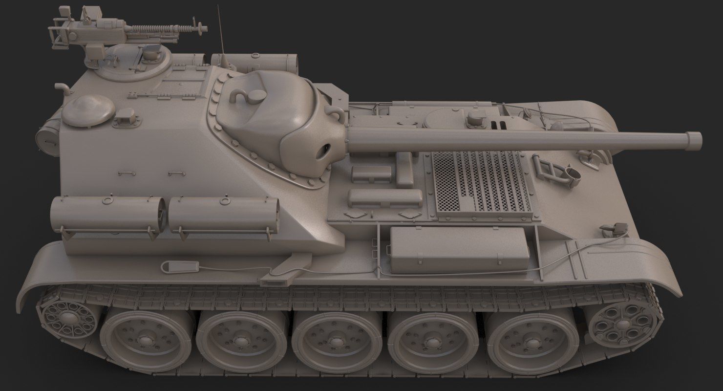 Tank Uralmash SU 101 Clay Mental Ray 3D model_13