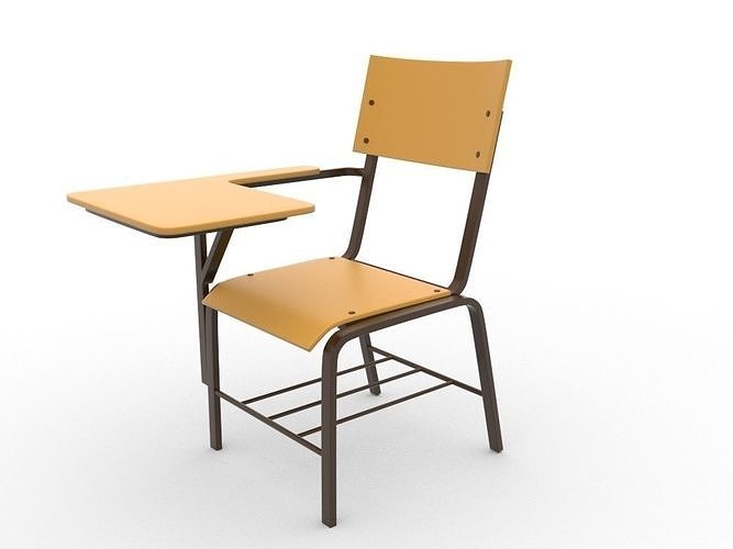 School Wooden Chair Low-poly 3D model