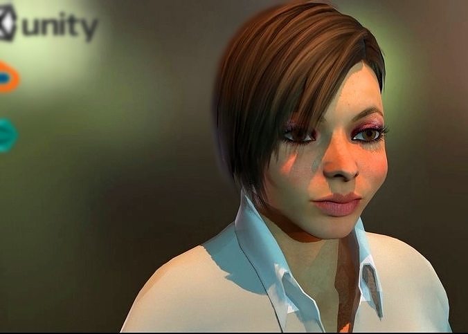 realistic girl in skirt Low-poly 3D model