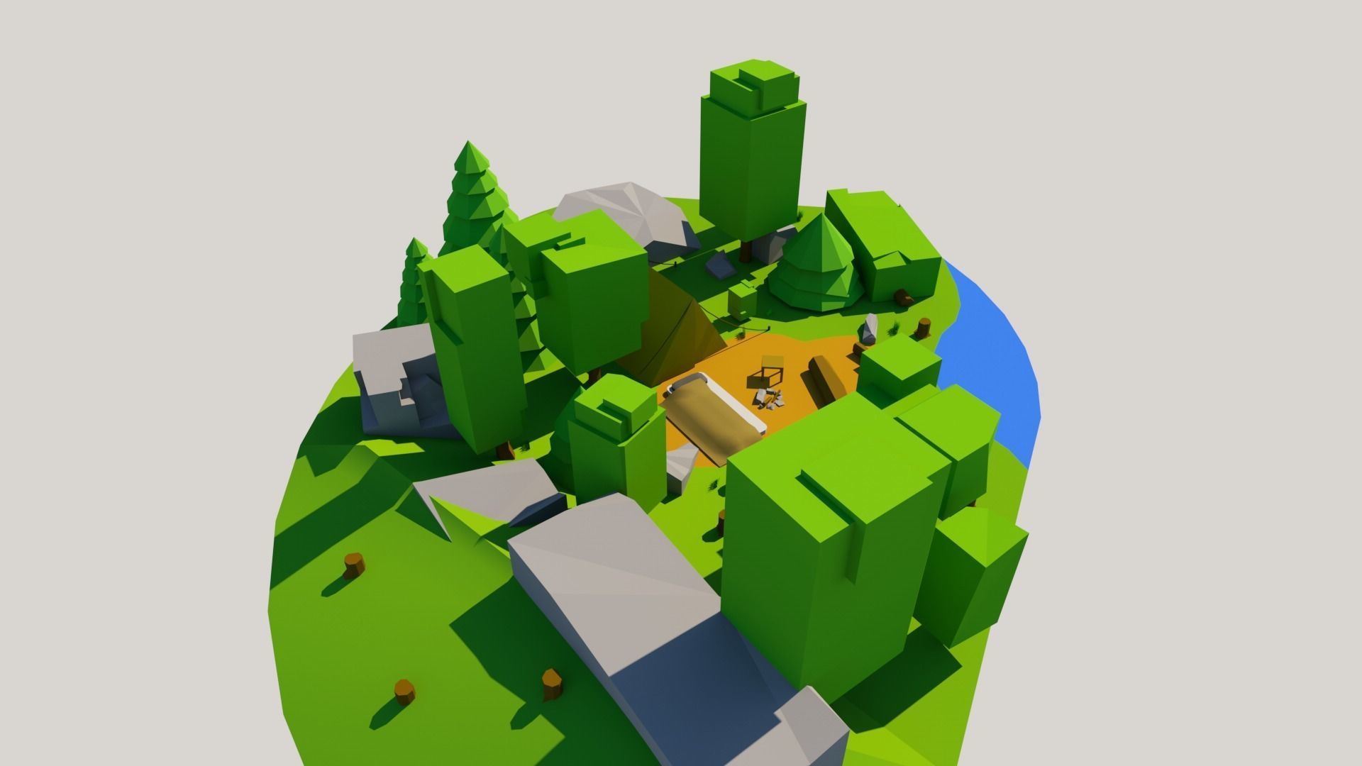 Camp GAME READY LOW POLY  Low-poly 3D model_3
