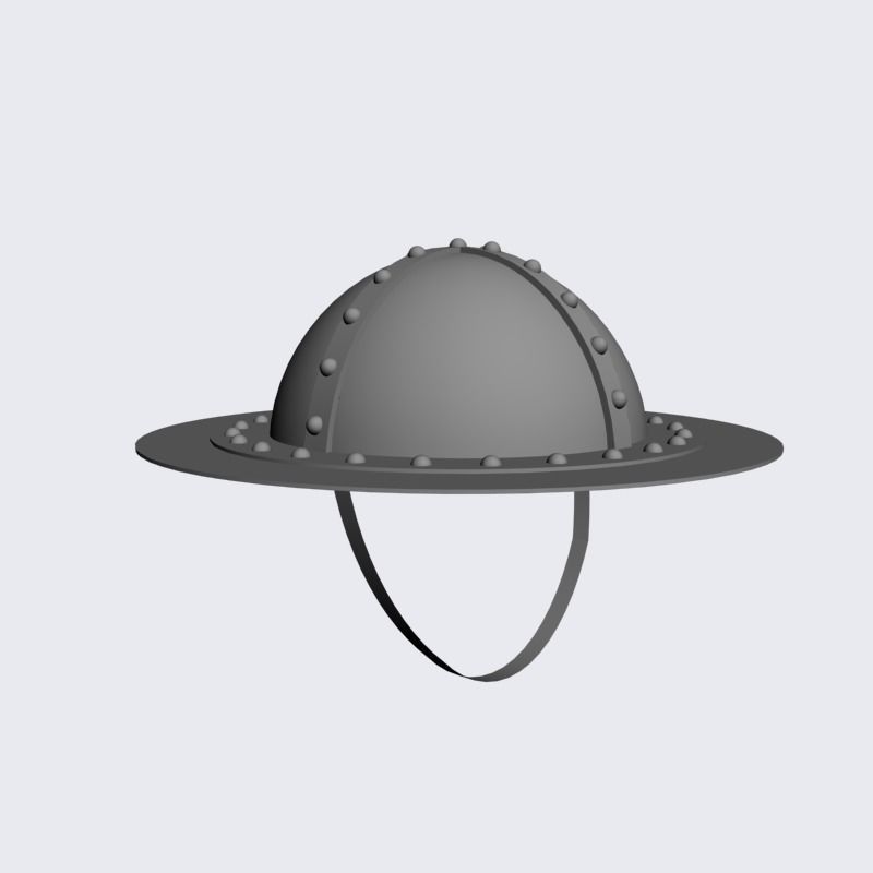 Medieval infantrymen helmet 3D model_2