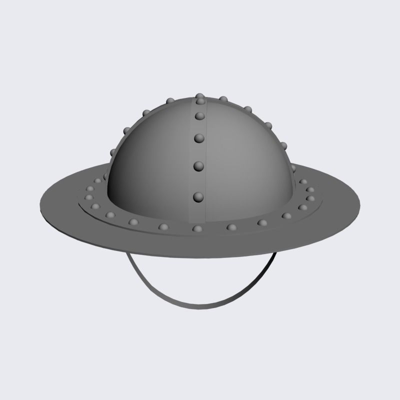 Medieval infantrymen helmet 3D model_3