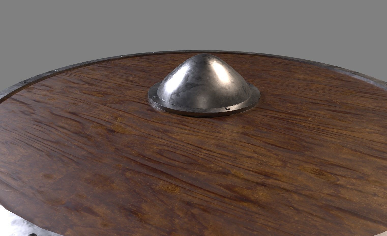 Round wooden shield game ready Low-poly 3D model_2