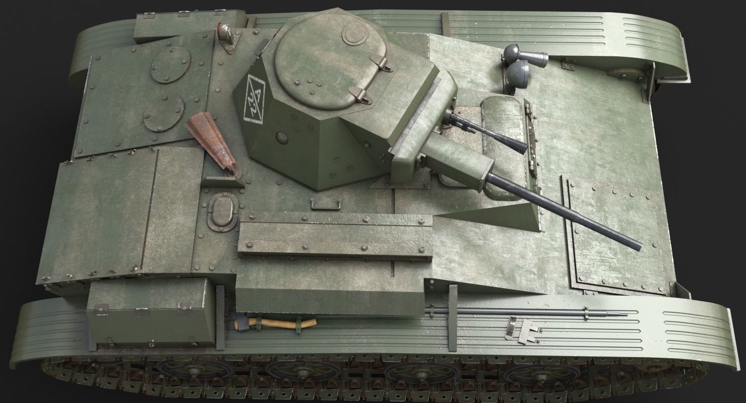 Tank T 60 Vray 3D model_14