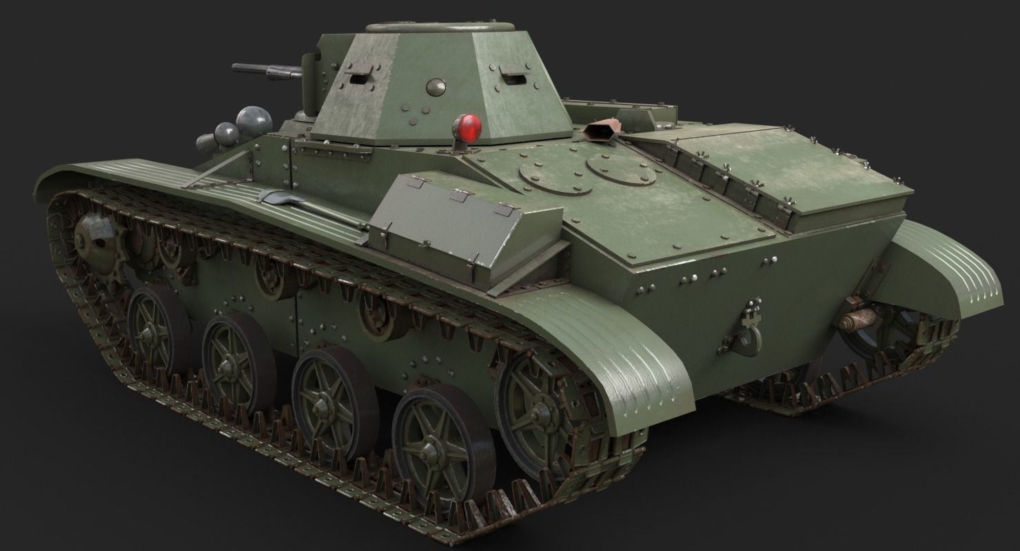Tank T 60 Vray 3D model_5