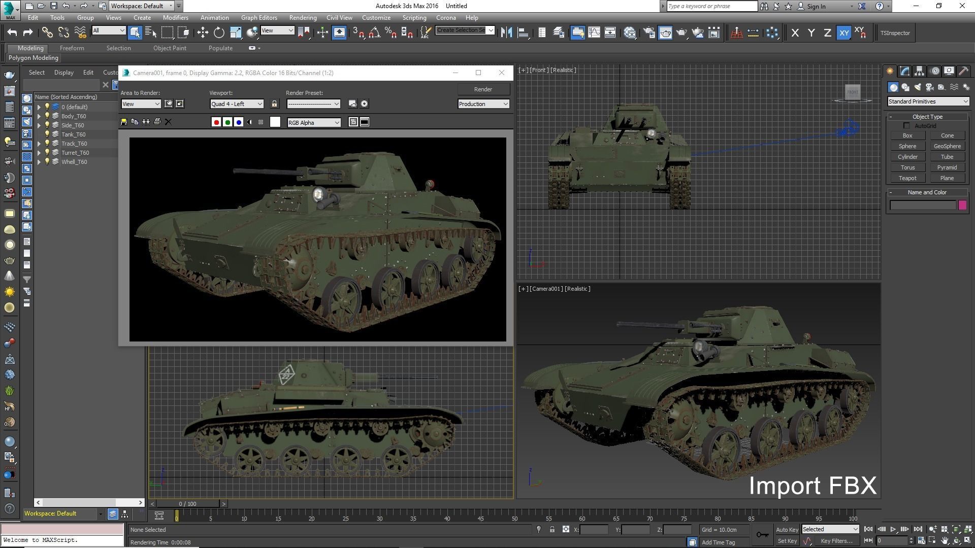 Tank T 60 Vray 3D model_27