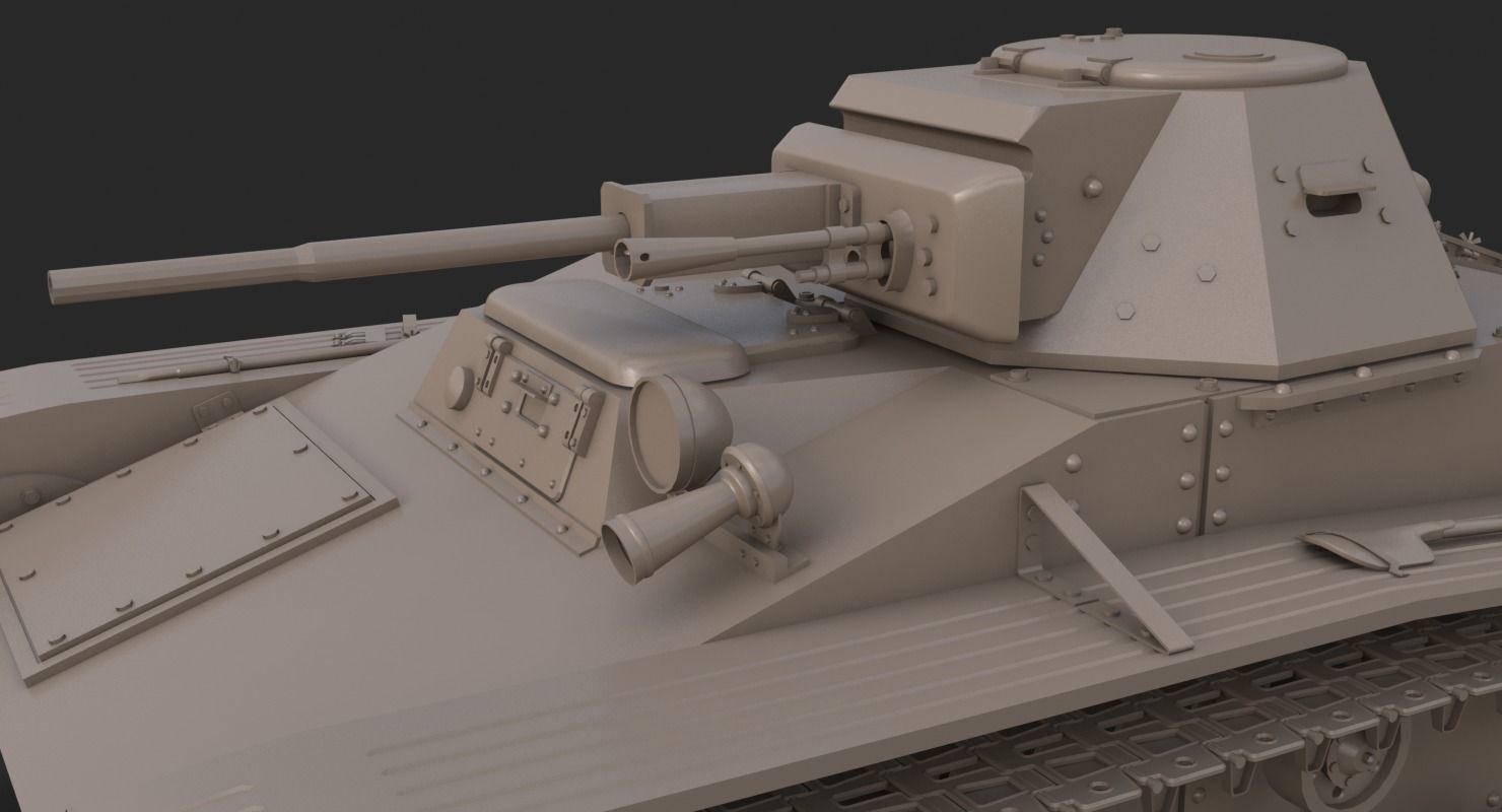 Tank T 60 Vray 3D model_22