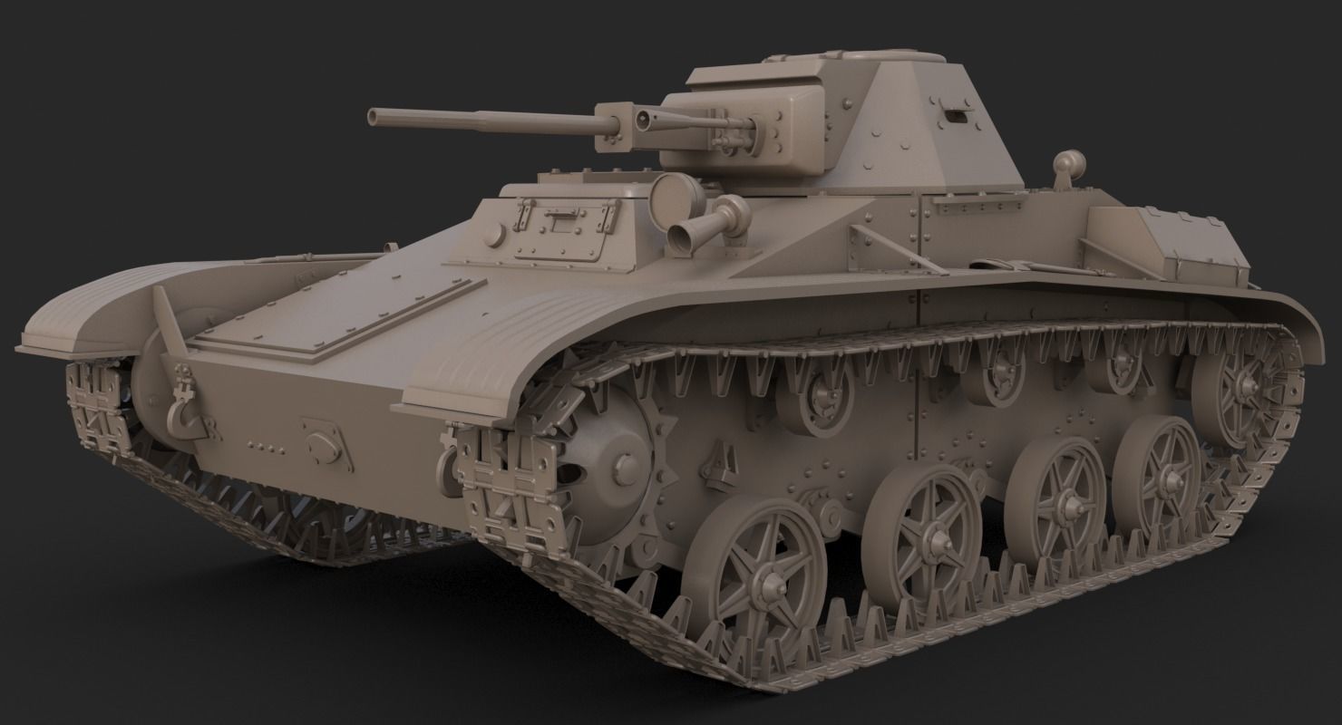 Tank T 60 Vray 3D model_19