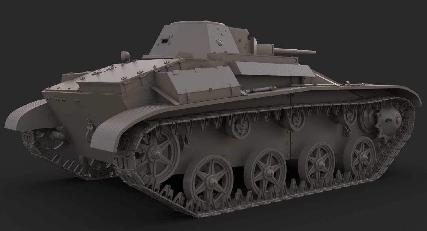 Tank T 60 Vray 3D model_24