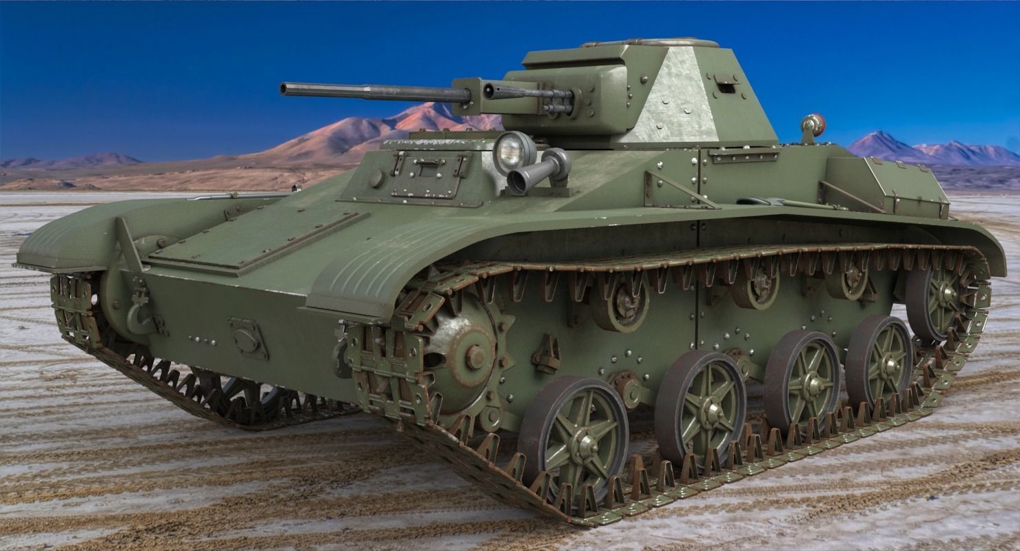 Tank T 60 Vray 3D model_1