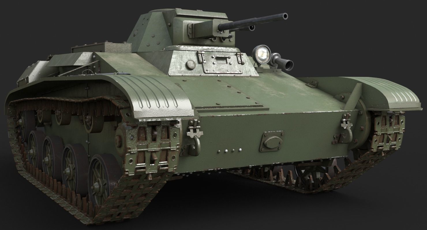Tank T 60 Vray 3D model_10