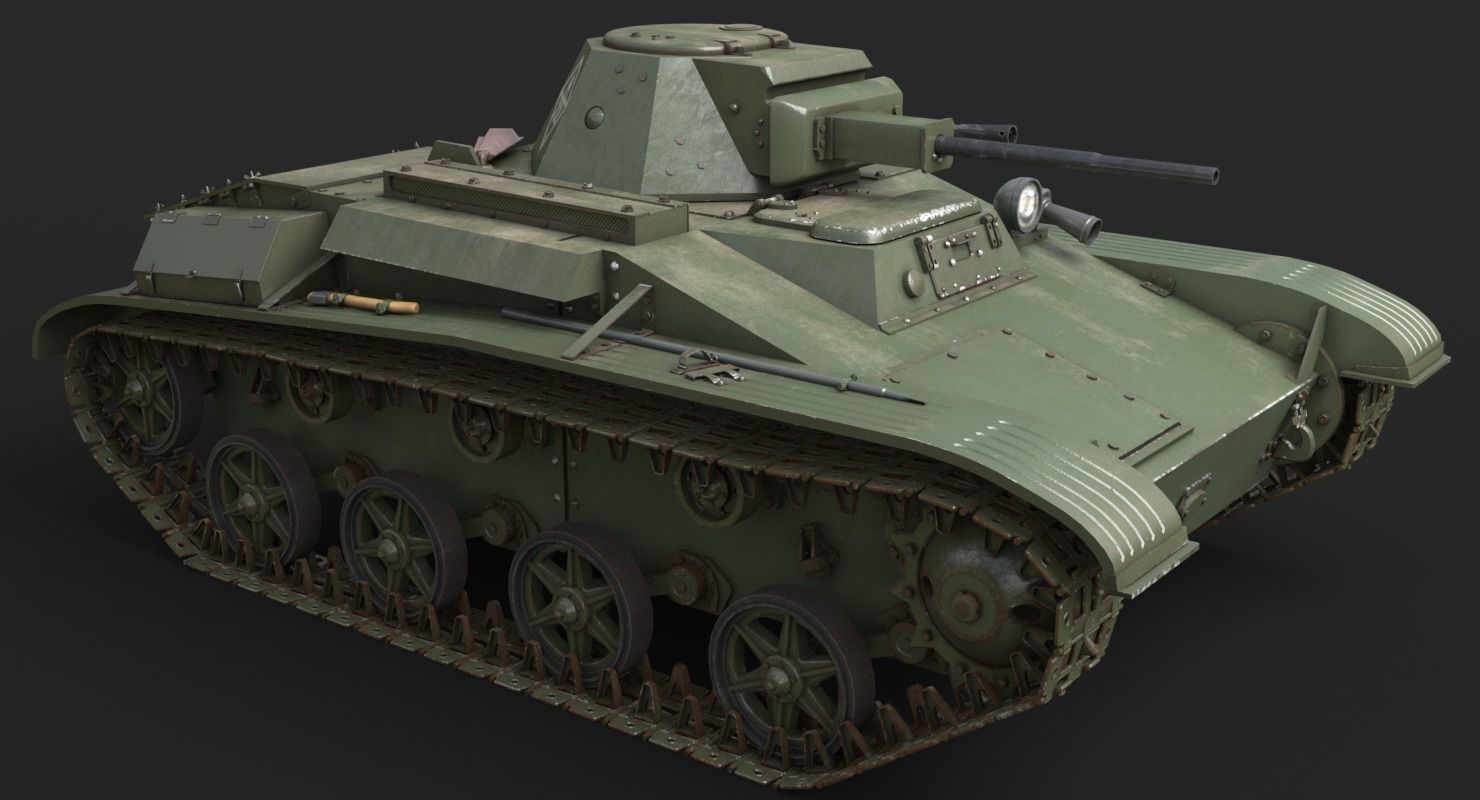 Tank T 60 Vray 3D model_9