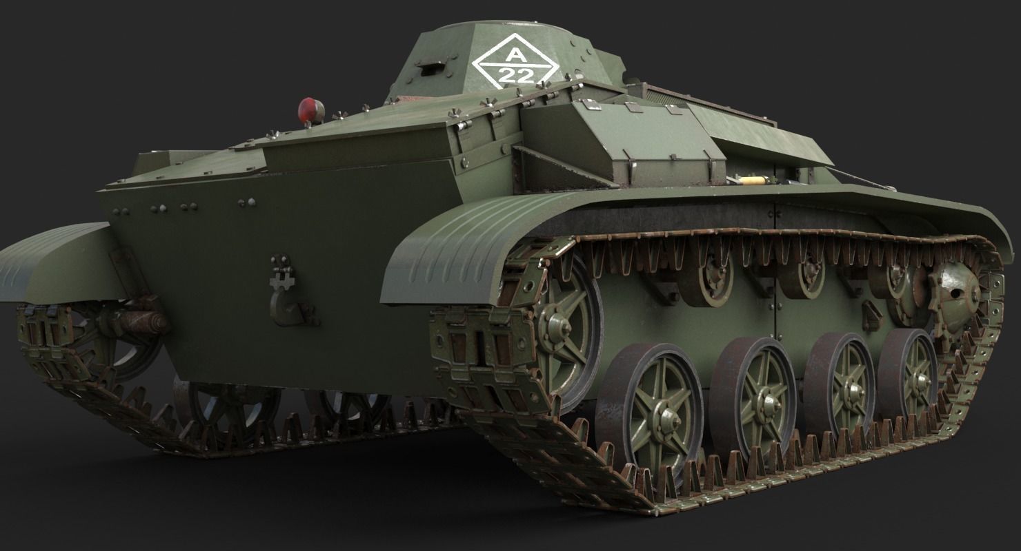 Tank T 60 Vray 3D model_7