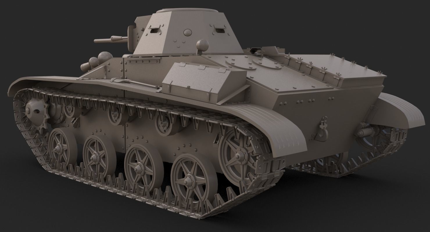Tank T 60 Vray 3D model_21