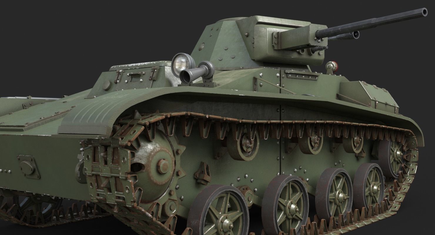 Tank T 60 Vray 3D model_12