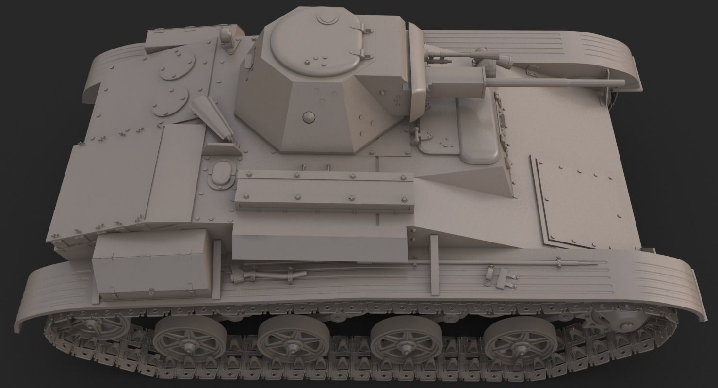 Tank T 60 Vray 3D model_25