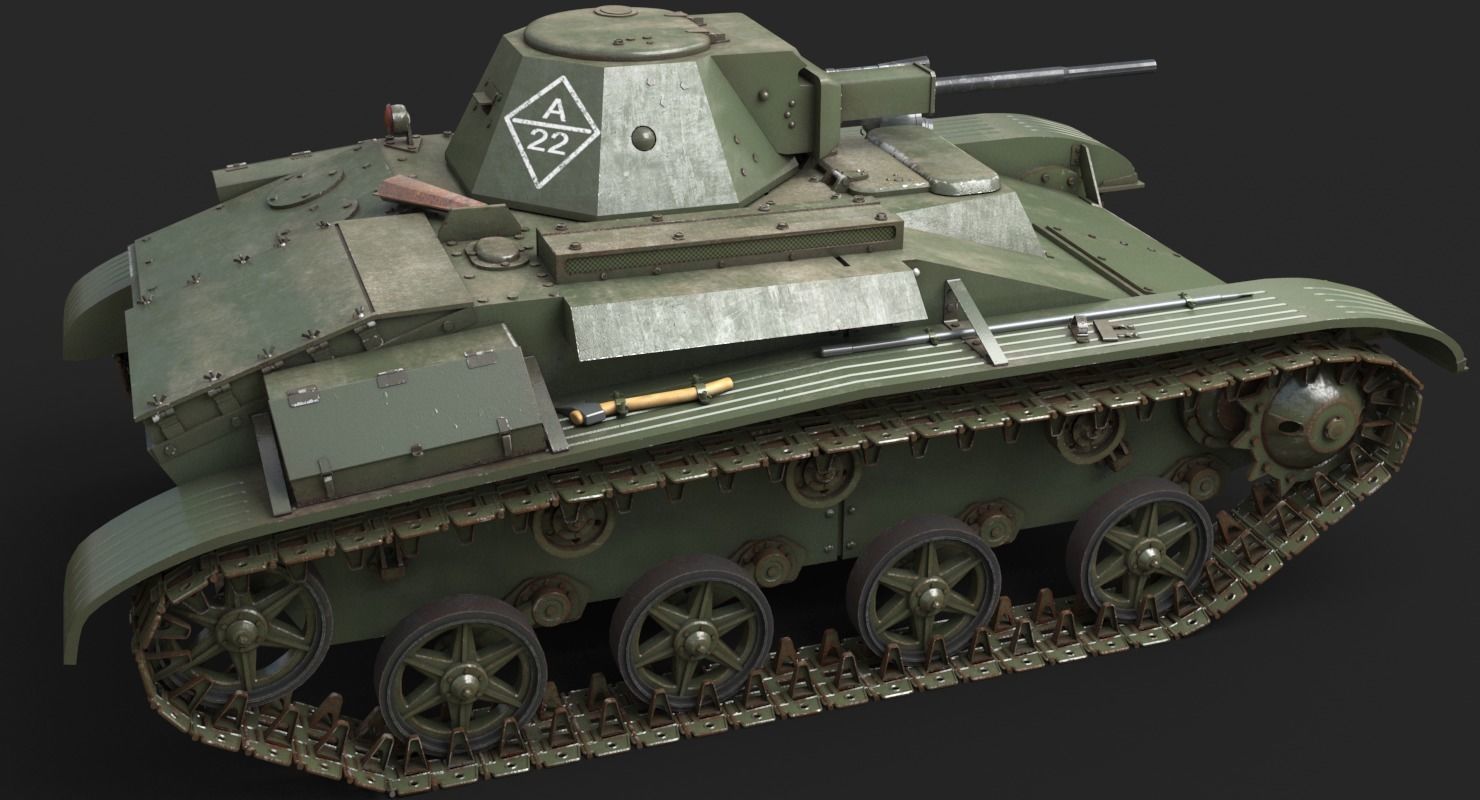 Tank T 60 Vray 3D model_8